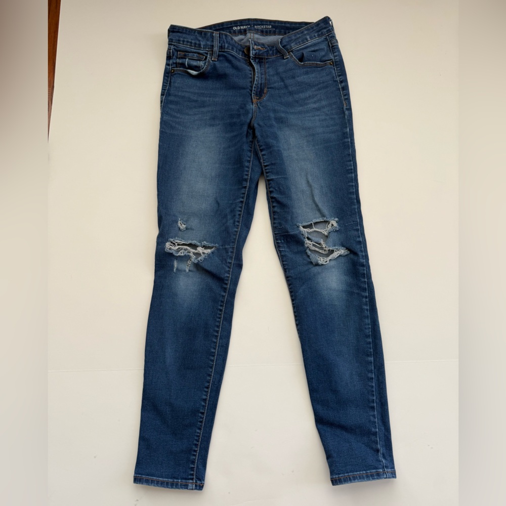 Old Navy Rockstar Distressed Skinny Jeans | Women’s 6 Regular | Stretch Denim